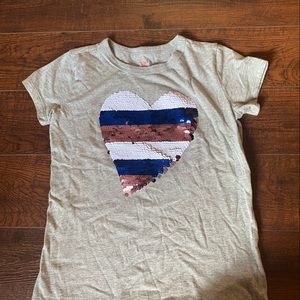 Girls gray crewcuts shirt with sequins heart size 8